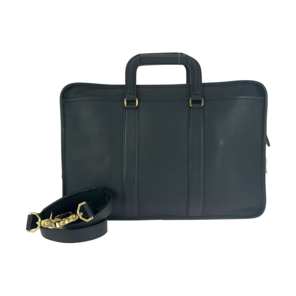 COACH Old Coach 5296 Black Leather Shoulder Bag with Gold Hardware, 2-Way